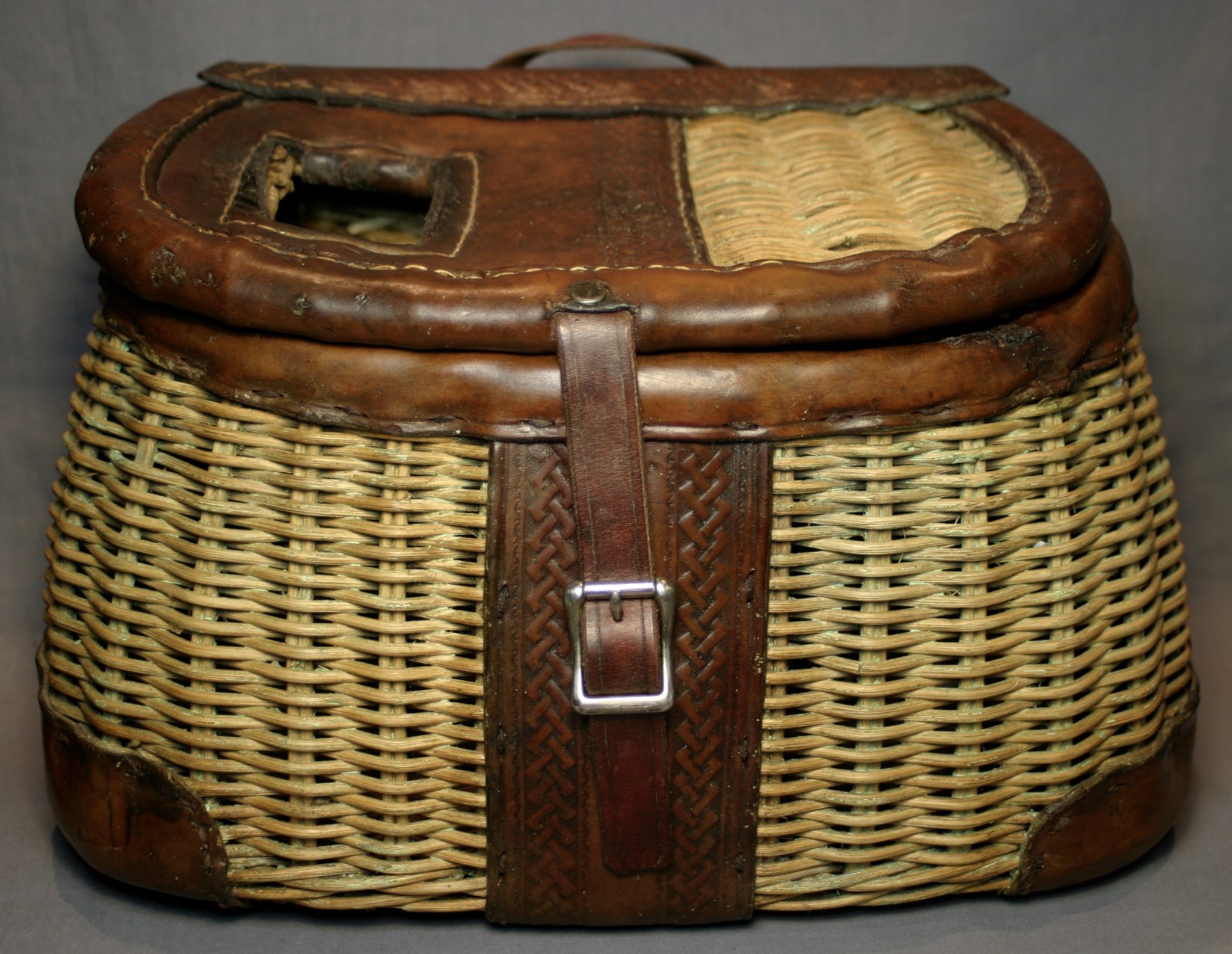 Antique Wicker Creel Basket For Trout Fishing